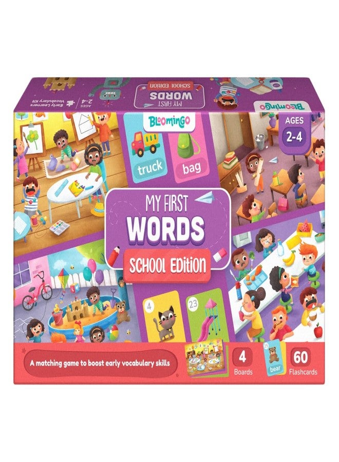 Bloomingo Learning Kit: First Words - School Edition - Fun Board Puzzles with Number & ImageMatching flashcards that Boosts Vocabulary - Educatiocal Birthday Gift for Boys & Girls Ages 2, 3, 4 - Image 2